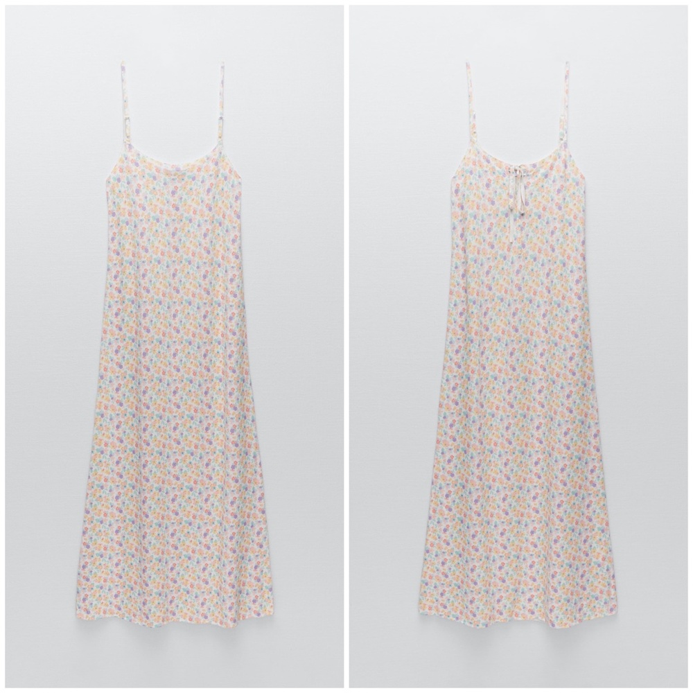 NWOT Zara Knit Floral Print Midi Dress Large - Picture 2 of 16